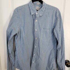 Tailored by J. Crew Slim Fit Blue Check Button Down Shirt - Size L